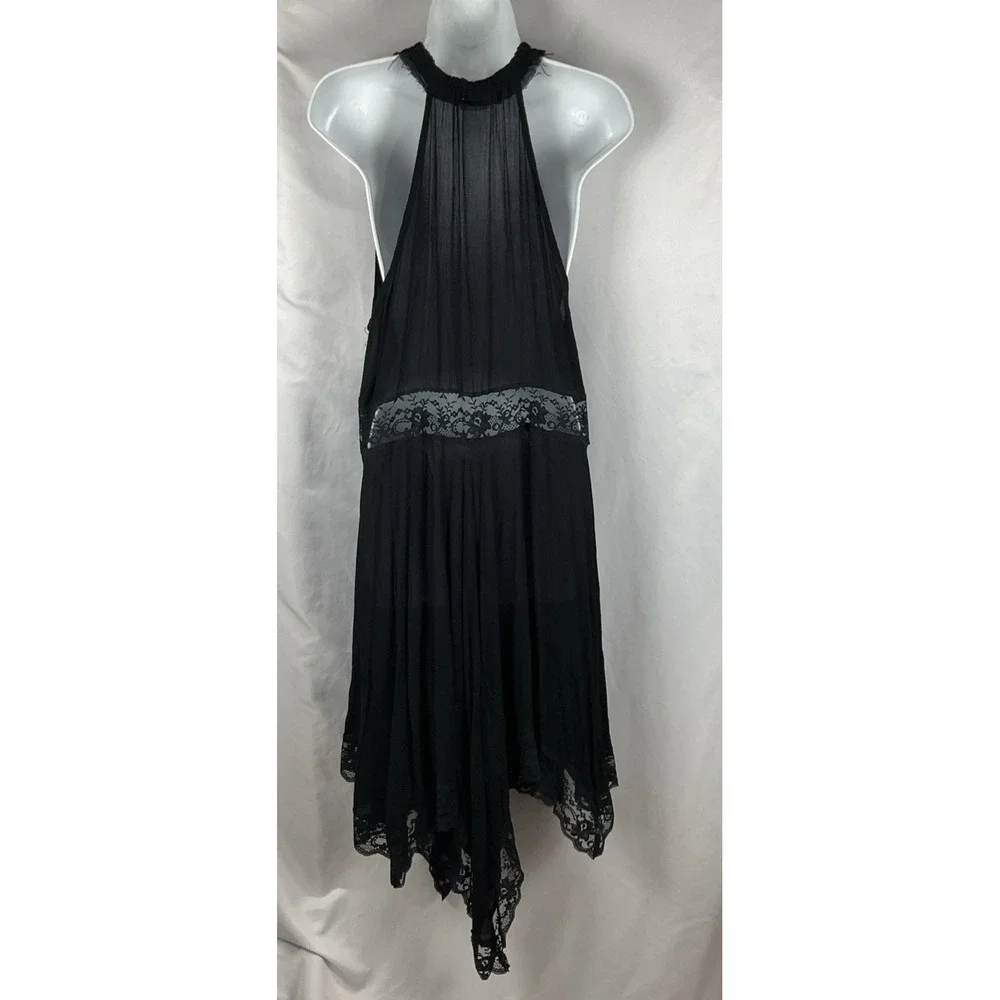 Free People Intimately Womens Small Black Go Lightly Lace Slip Dress Hanky